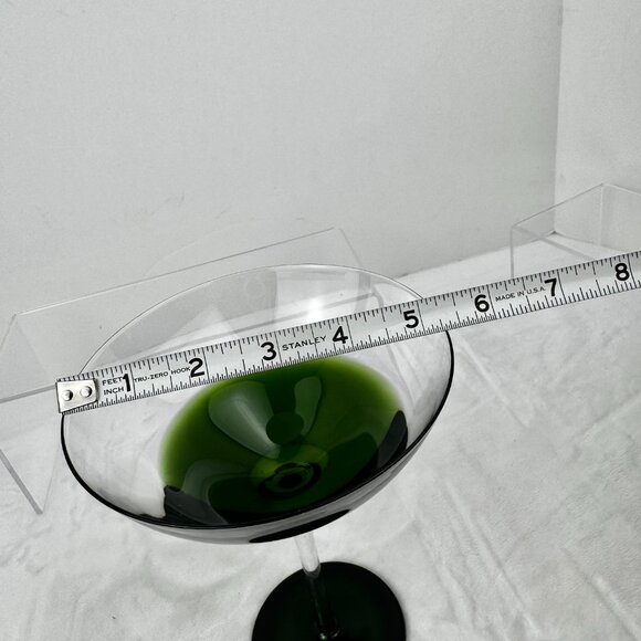 Pier 1 Elemental Green to Clear 7" Martini Cocktail Glass Tall Stem Set 2 MCM - Picture 9 of 15